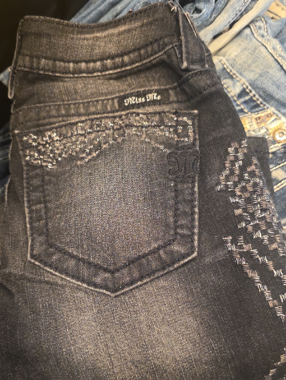 Miss Me Black Skinny Jeans with Embroidered Pocket